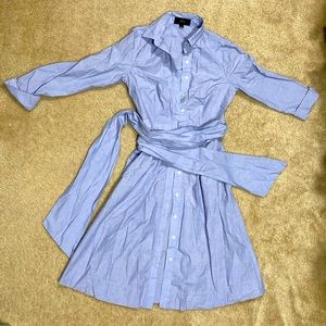 Tie-waist shirtdress in end-on-end cotton